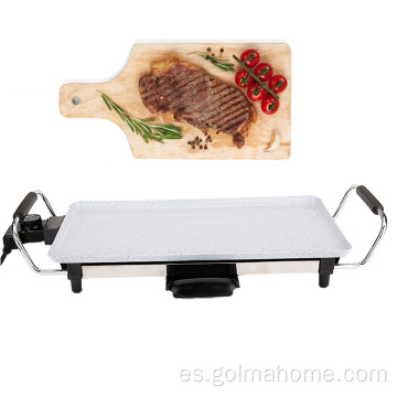 2 en 1 Sin humo Aluminio Barbacoa Temperatura Controlado Parrilla eléctrica Plancha de bambú